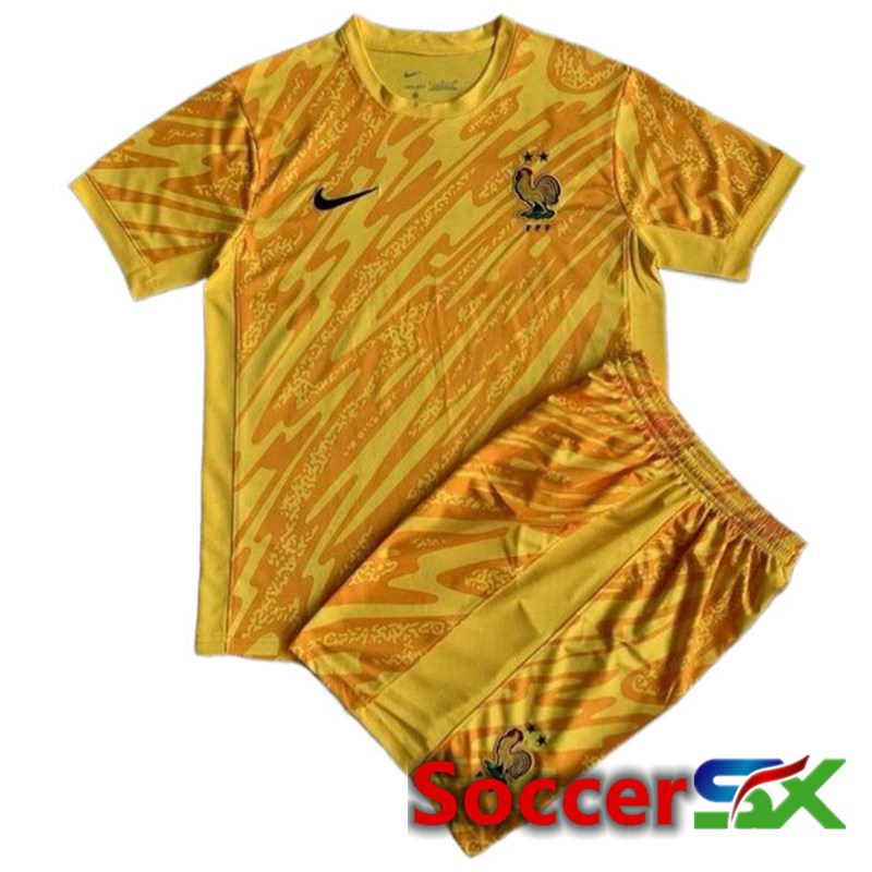 France Kids Goalkeeper Soccer Jersey Yellow UEFA Euro 2024