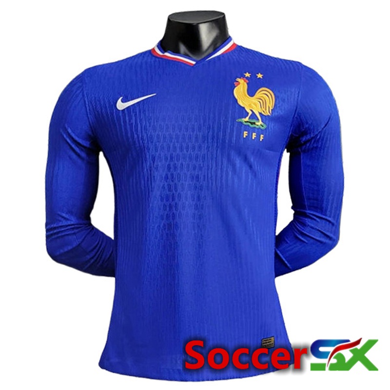 France Long sleeve Home Soccer Jersey UEFA Euro 2024