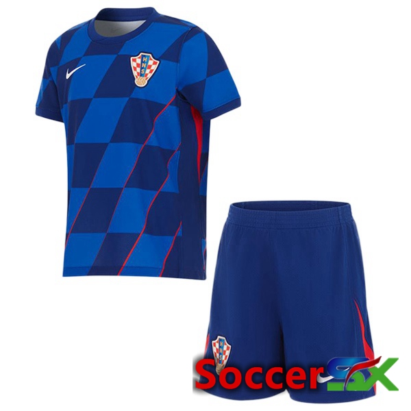 Croatia Kids Away Soccer Jersey Blue 2024/2025