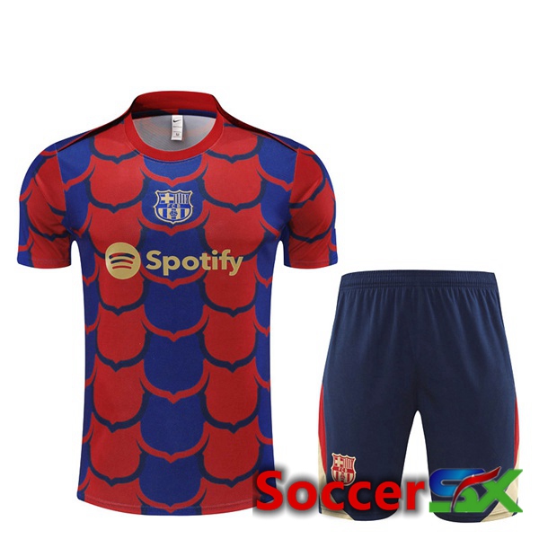 FC Barcelona kit Training T Shirt + Shorts Red Blue 2024/2025
