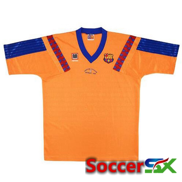FC Barcelona Retro Away Soccer Jersey Orange 1991-1992