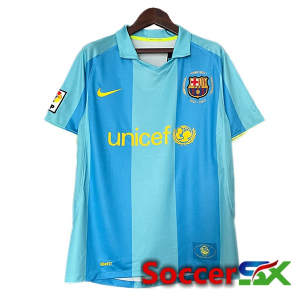 FC Barcelona Retro Away Soccer Jersey Blue 2007-2008