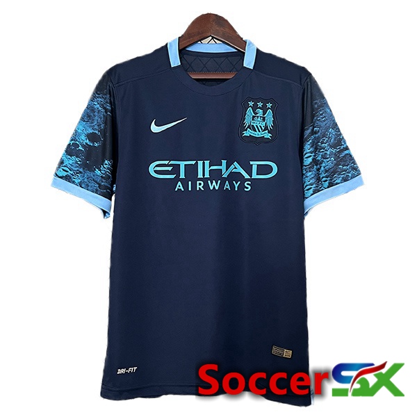 Manchester City Retro Away Soccer Jersey Blue Royal 2015-2016