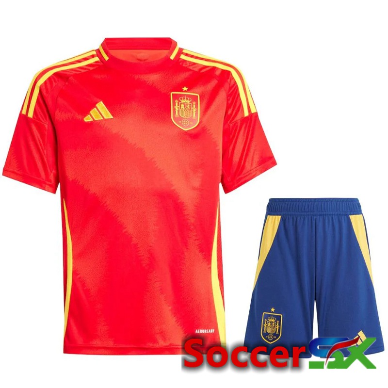 Spain Home Soccer Jersey + Shorts Kit UEFA Euro 2024