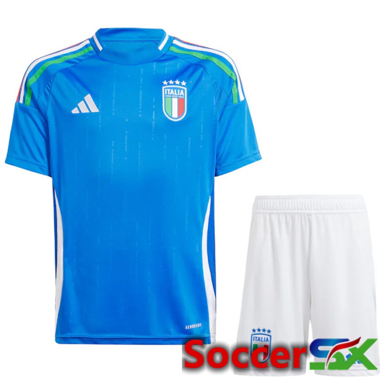 Italy Home Soccer Jersey + Shorts Kit UEFA Euro 2024