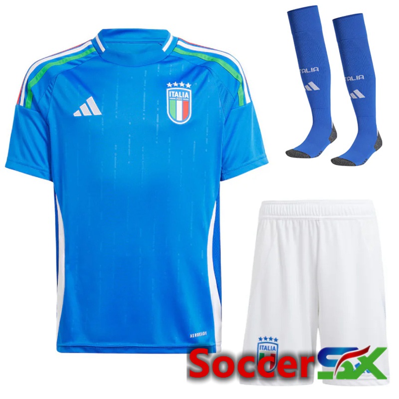 Italy Home Soccer Jersey (Shorts + Socks) Kit UEFA Euro 2024