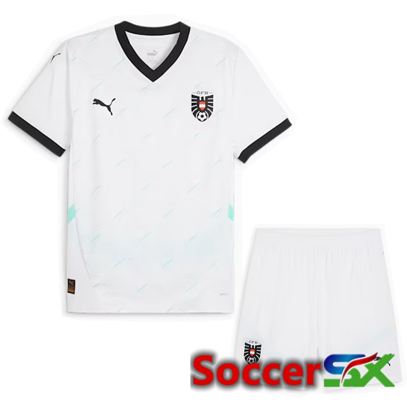Austria Away Soccer Jersey + Shorts Kit 2024/2025