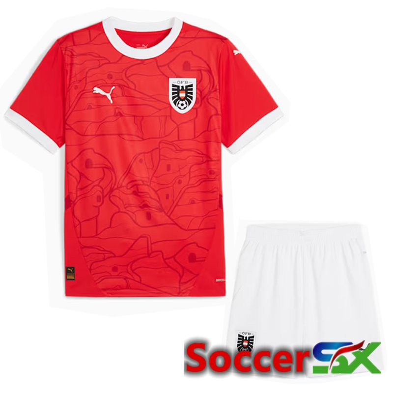 Austria Home Soccer Jersey + Shorts Kit 2024/2025