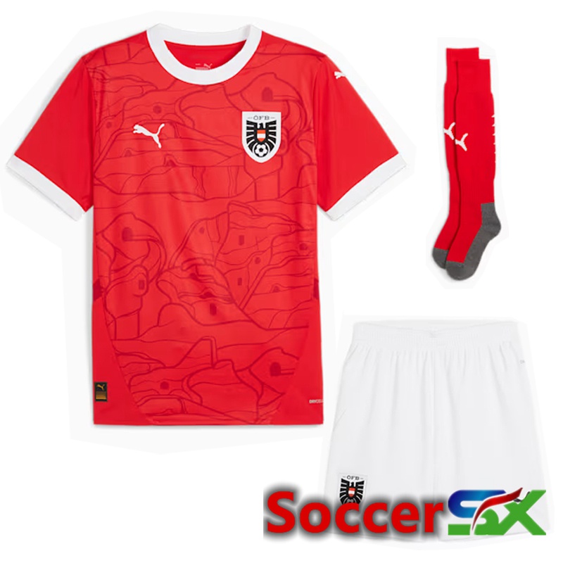 Austria Home Soccer Jersey (Shorts + Socks) Kit 2024/2025