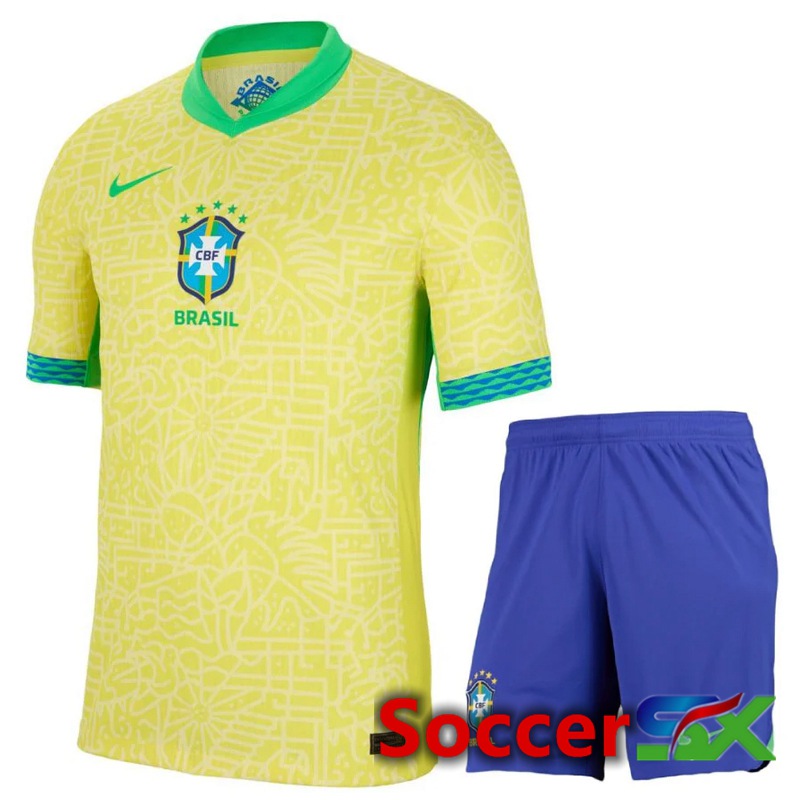 Brazil Home Soccer Jersey + Shorts Kit 2024/2025