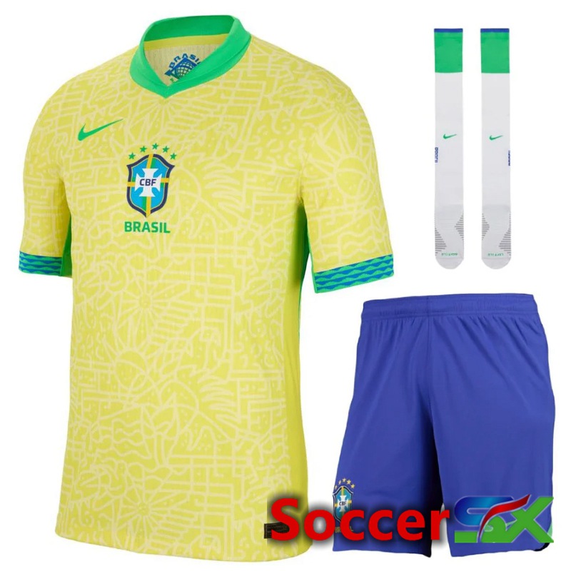 Brazil Home Soccer Jersey (Shorts + Socks) Kit 2024/2025