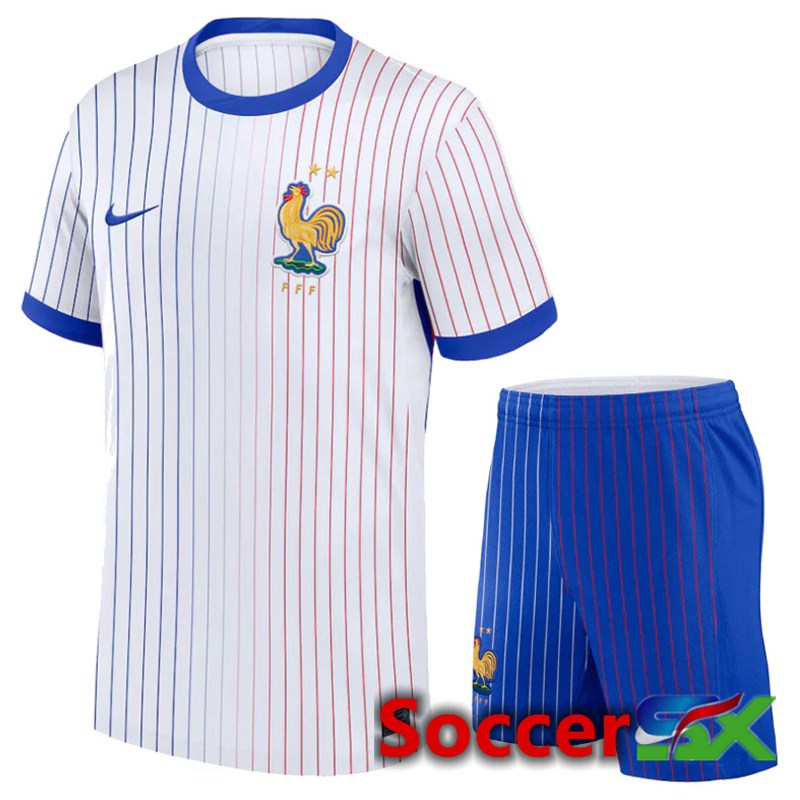 France Away Soccer Jersey + Shorts Kit UEFA Euro 2024