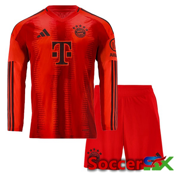 Bayern Munich Kids Home Soccer Jersey Long Sleeve Red 2024/2025
