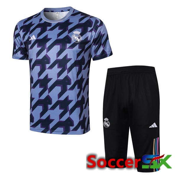 Real Madrid kit Training T Shirt + Shorts Black Blue 2024/2025