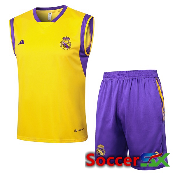 Real Madrid Soccer Vest + Shorts Yellow 2024/2025