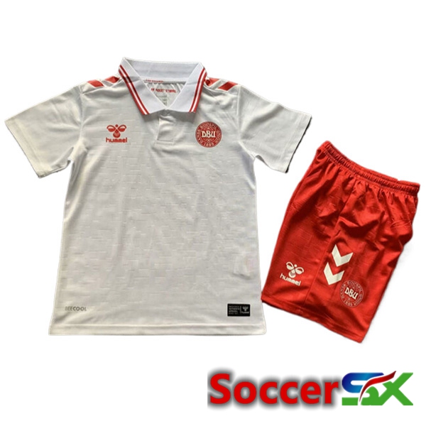 Denmark Kids Away Soccer Jersey UEFA Euro 2024