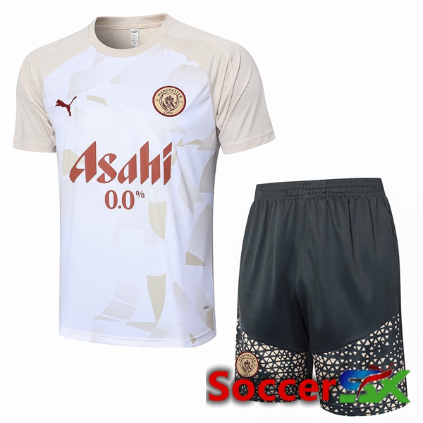 Manchester City kit Training T Shirt + Shorts White 2024/2025