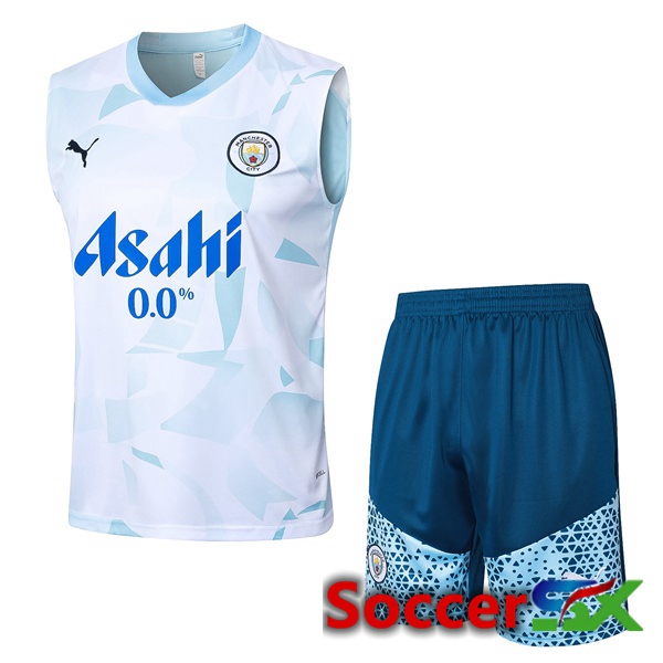 Manchester City Soccer Vest + Shorts Blue White 2024/2025