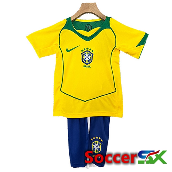 Brazil Retro Kids Home Soccer Jersey 2000