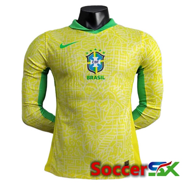 Brazil Home Soccer Jersey Long Sleeve 2024/2025