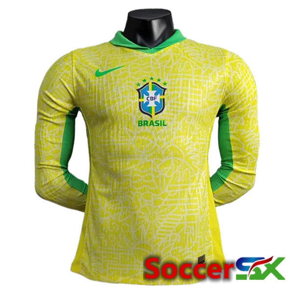 Brazil Home Soccer Jersey Long Sleeve 2024/2025