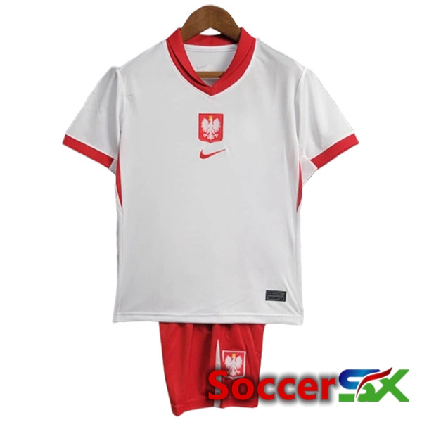 Poland Kids Home Soccer Jersey UEFA Euro 2024