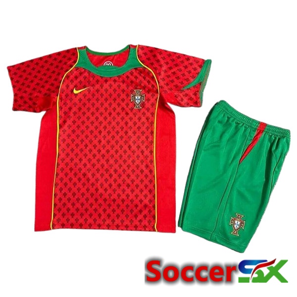 Portugal Retro Kids Home Soccer Jersey 2004