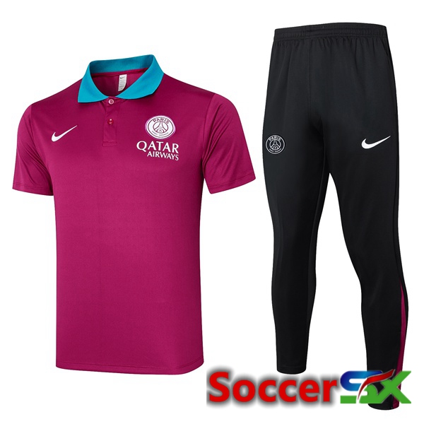 Paris PSG Soccer Polo + Training Pants Purple 2024/2025