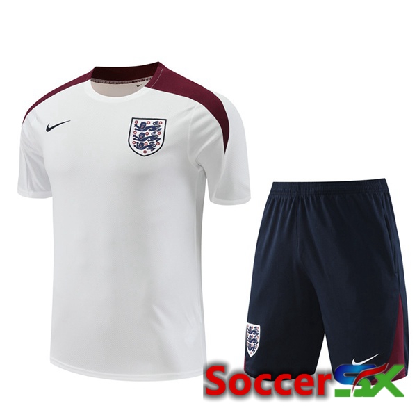 England kit Training T Shirt + Shorts White 2024/2025