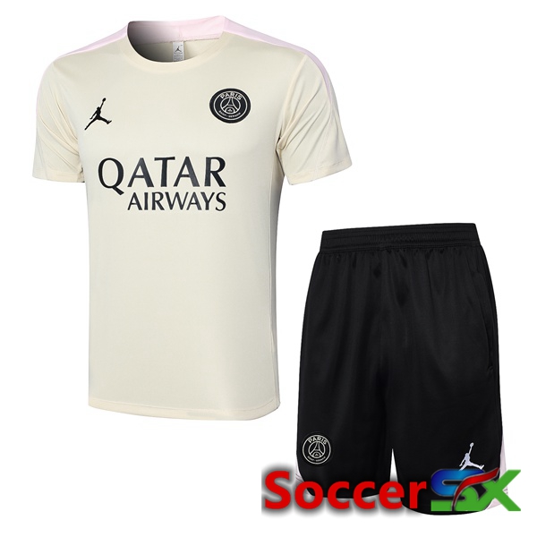 Paris PSG kit Training T Shirt + Shorts Yellow 2024/2025