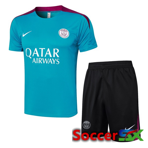 Paris PSG kit Training T Shirt + Shorts Green 2024/2025