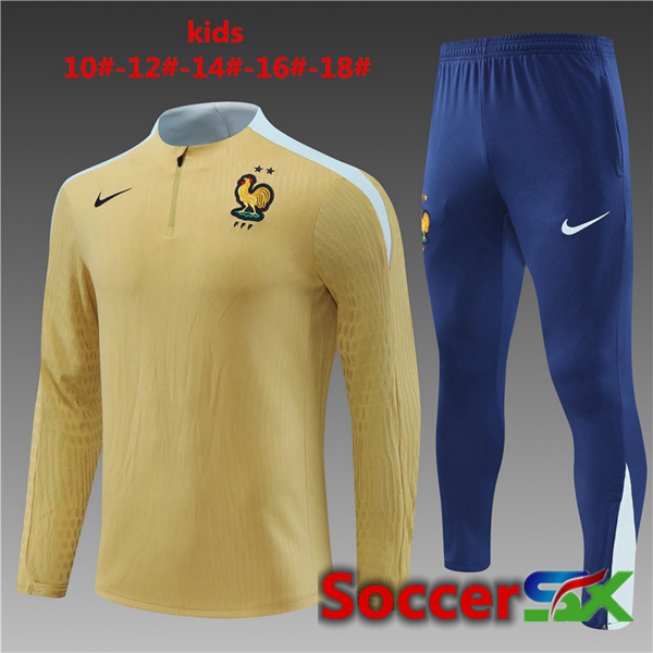 France Kids kit Training TracksuitYellow 2024/2025