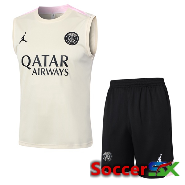 Paris PSG Soccer Vest + Shorts Yellow 2024/2025
