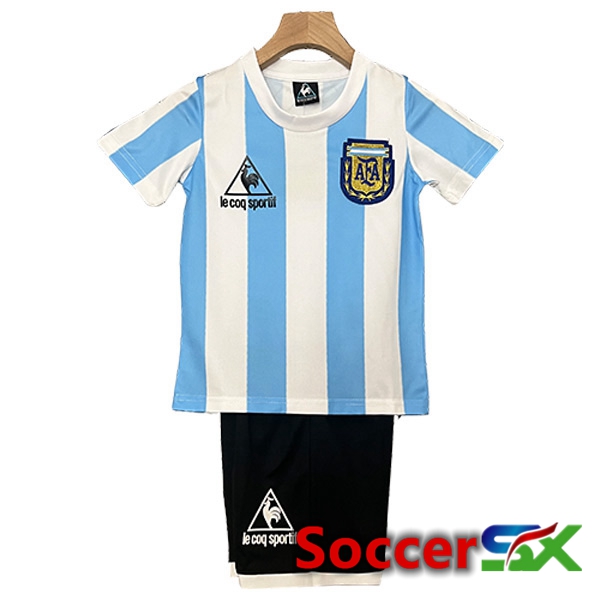 Argentina Retro Kids Home Soccer Jersey 1986