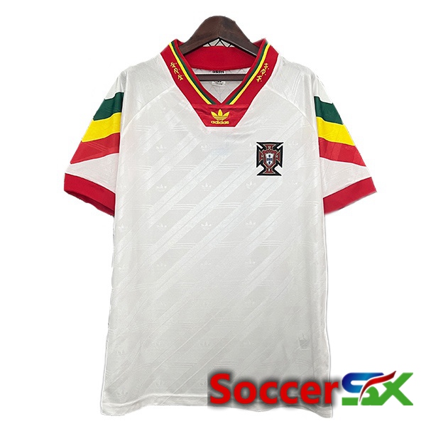 Portugal Retro Away Soccer Jersey White 1992-1994