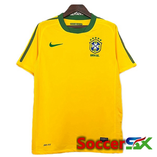 Brazil Retro Home Soccer Jersey Yellow 2010