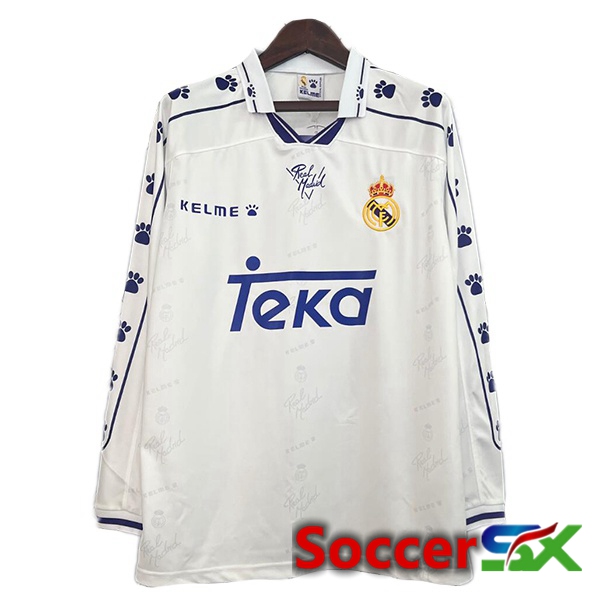 Real Madrid Retro Home Soccer Jersey Long Sleeve White1994-1996