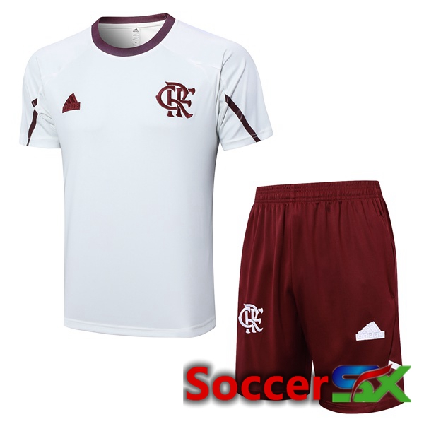 Flamengo kit Training T Shirt + Shorts White 2024/2025