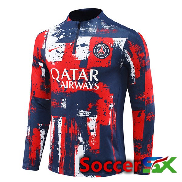 Paris PSG Training Sweatshirt Red Blue 2024/2025