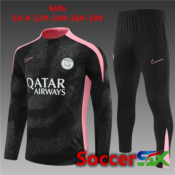 Paris PSG Kids kit Training Tracksuit Black 2024/2025