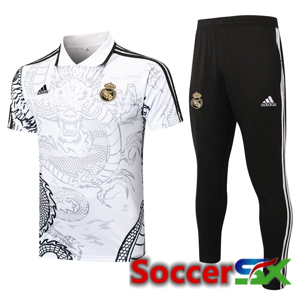 Real Madrid Soccer Polo + Training Pants White 2024/2025