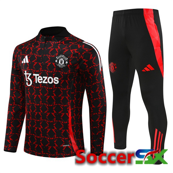Manchester United kit Training Tracksuit Black Red 2024/2025