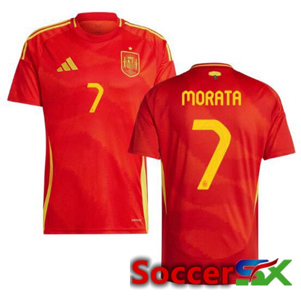 Spain (MORATA 7) Home Soccer Jersey Red 2024/2025