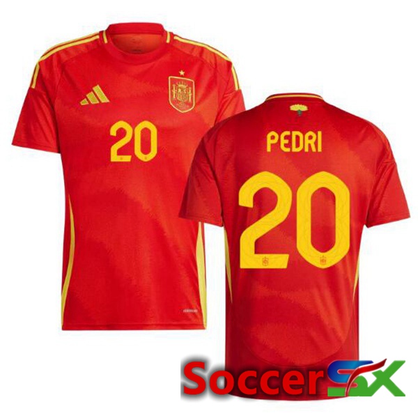 Spain (PEDRI 20) Home Soccer Jersey Red 2024/2025