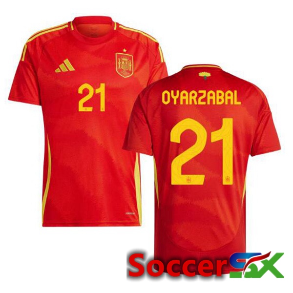 Spain (OYARZABAL 21) Home Soccer Jersey Red 2024/2025