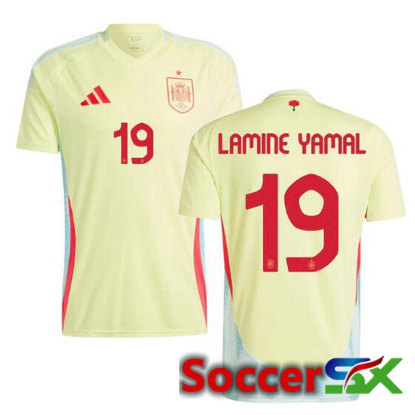 Spain (LAMINE YAMAL 19) Away Soccer Jersey Yellow 2024/2025