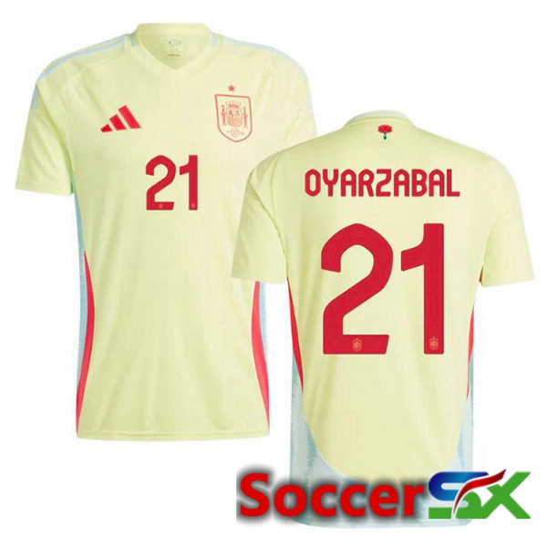 Spain (OYARZABAL 21) Away Soccer Jersey Yellow 2024/2025