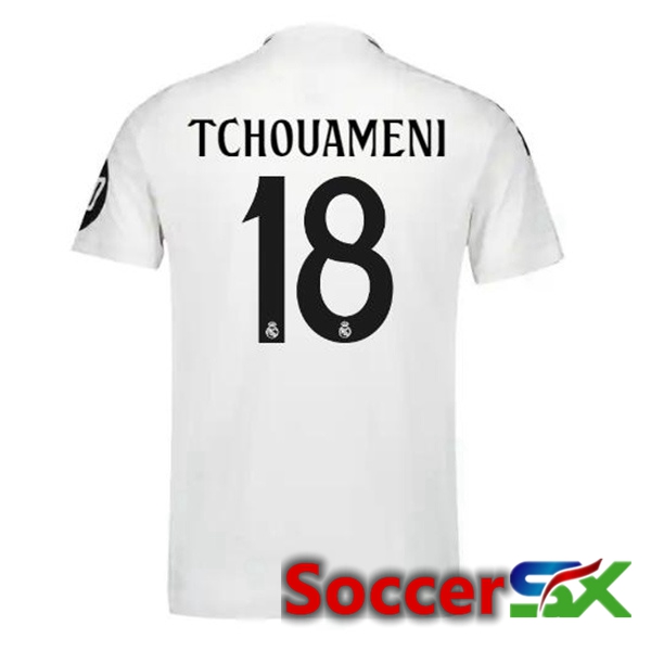 Real Madrid (Tchouameni 18) Home Soccer Jersey White 2024/2025