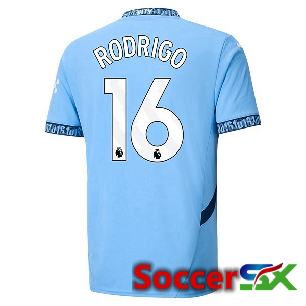 Manchester City (Rodrigo 16) Home Soccer Jersey Blue 2024/2025