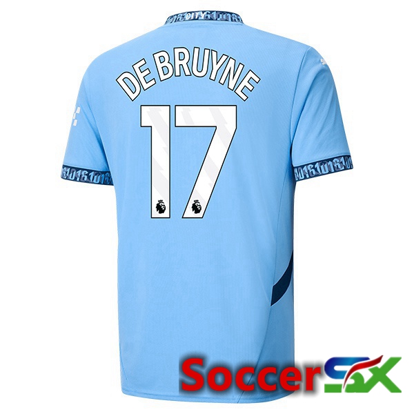 Manchester City (Kevin De Bruyne 17) Home Soccer Jersey Blue 2024/2025